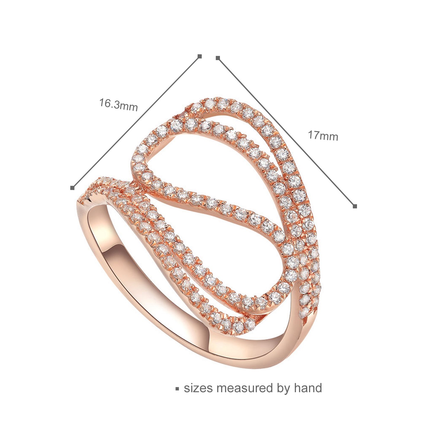 Popular design creatin rose gold Plating ring Cubic Zircon Stones 925 Sterling Silver Jewelry set women rings