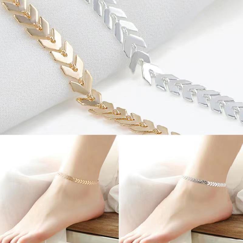  Women Summer Beach Foot 18K Gold Plated Link Chain Anklet(图3)