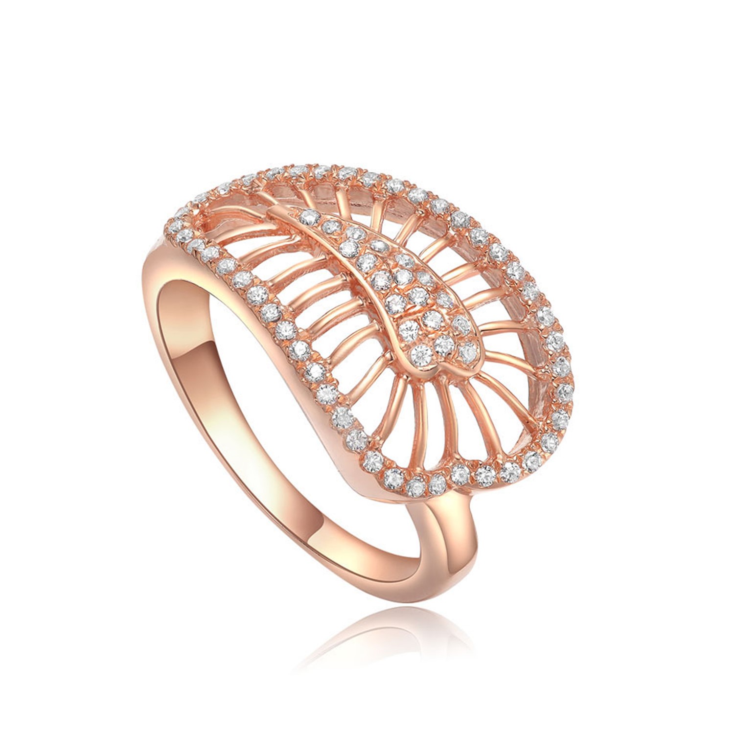 High quality new design ring rose gold plated cubic zirconia ladies jewellery 925 sterling silver ring