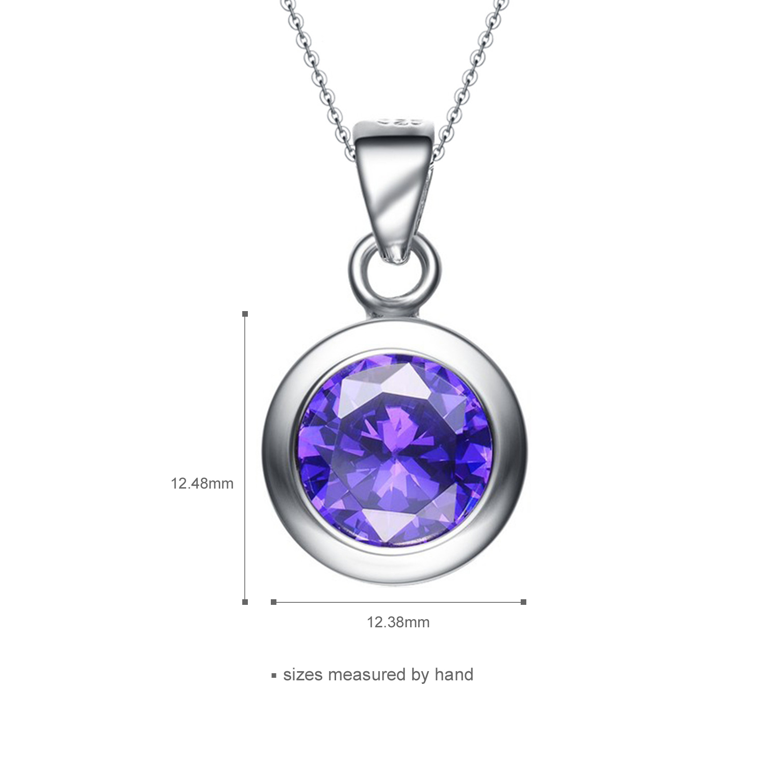  Manufacturer jewelry Rhodium Plated dainty zircon sterling silver 925  Link Chain Amethyst necklace(图6)