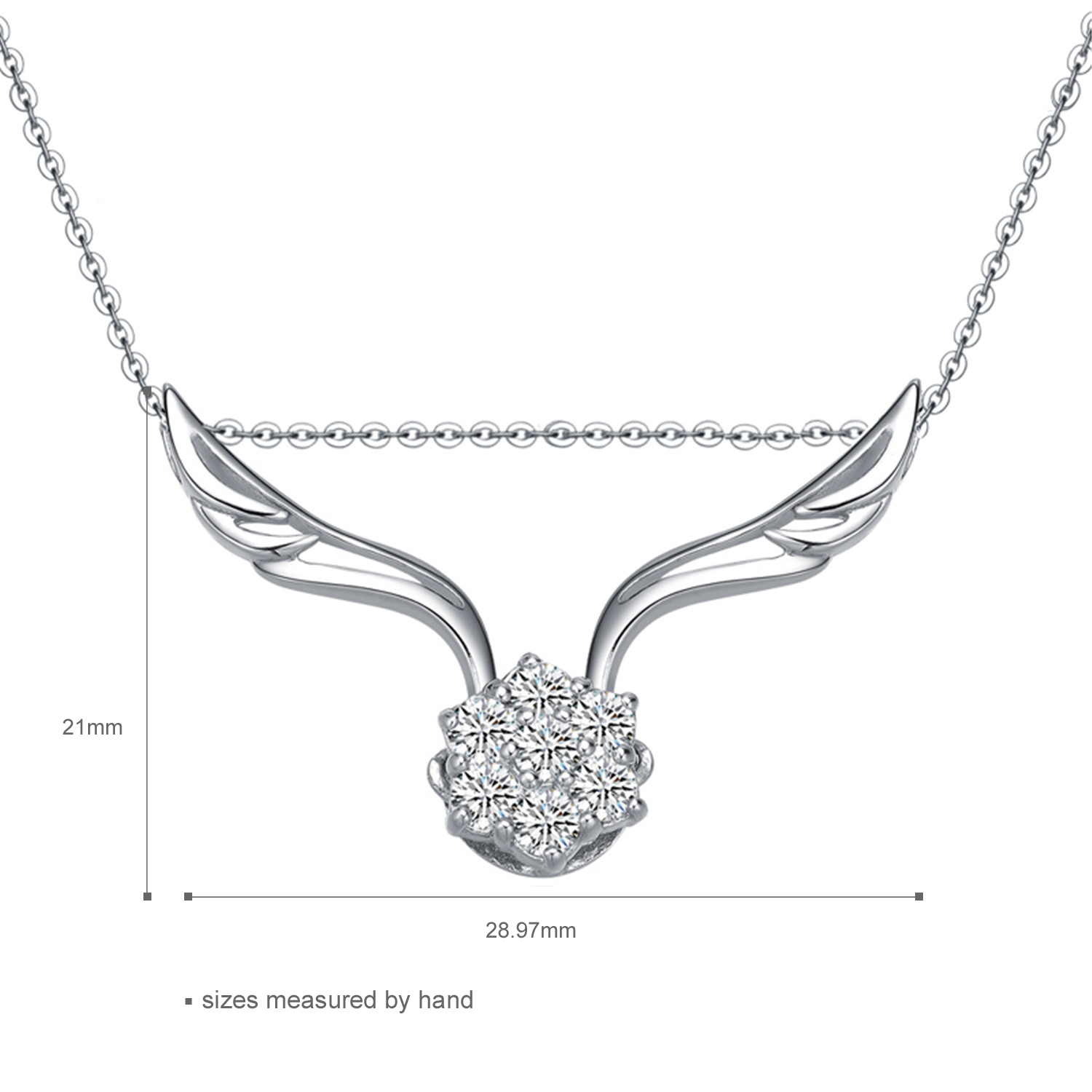  Nickel-Free Lead-Free jewelry 925 Sterling Silver cross chain Cubic Zirconia Wing Pendant Necklace(图6)