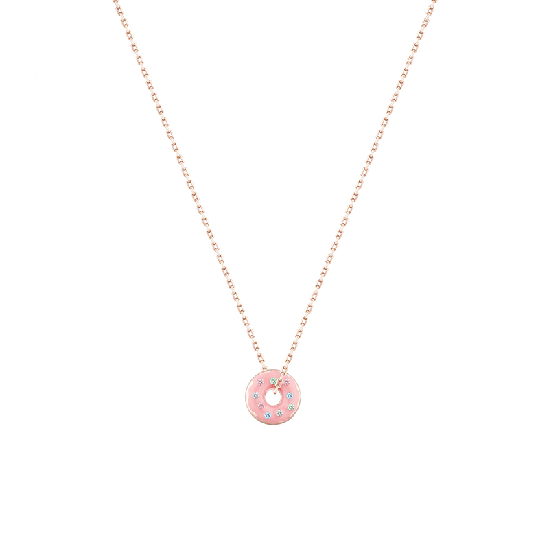 wholesale Customized 925 Sterling Silver Rose Gold Plated Colorful Cute Donut Pendant Necklace(图8)