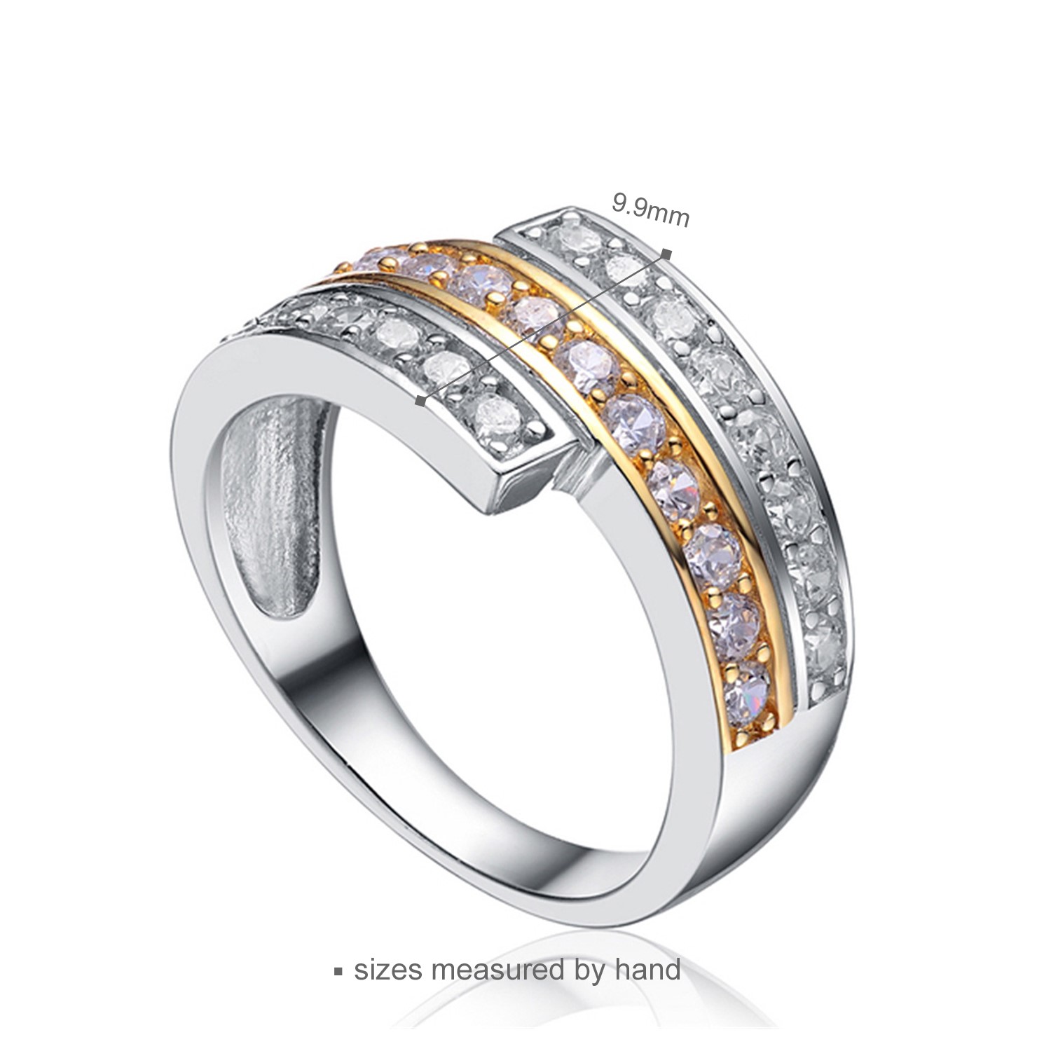 Ttwo Tone Rings Three Line Of CZ Fashion ring Wholesale Micro Paved Surprise Gift Women Trendy Jewel(图3)
