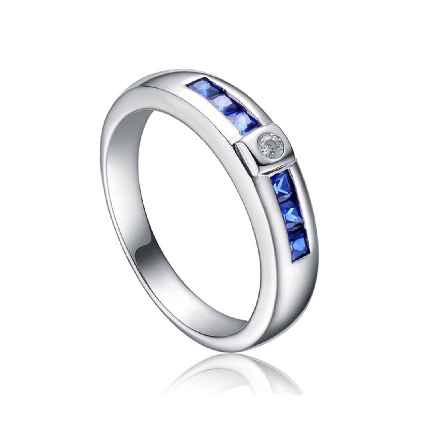 925 Sterling Silver Ring Blue Sapphire Zircon Gemstone Fine Jewelry ring for Women ring(图2)