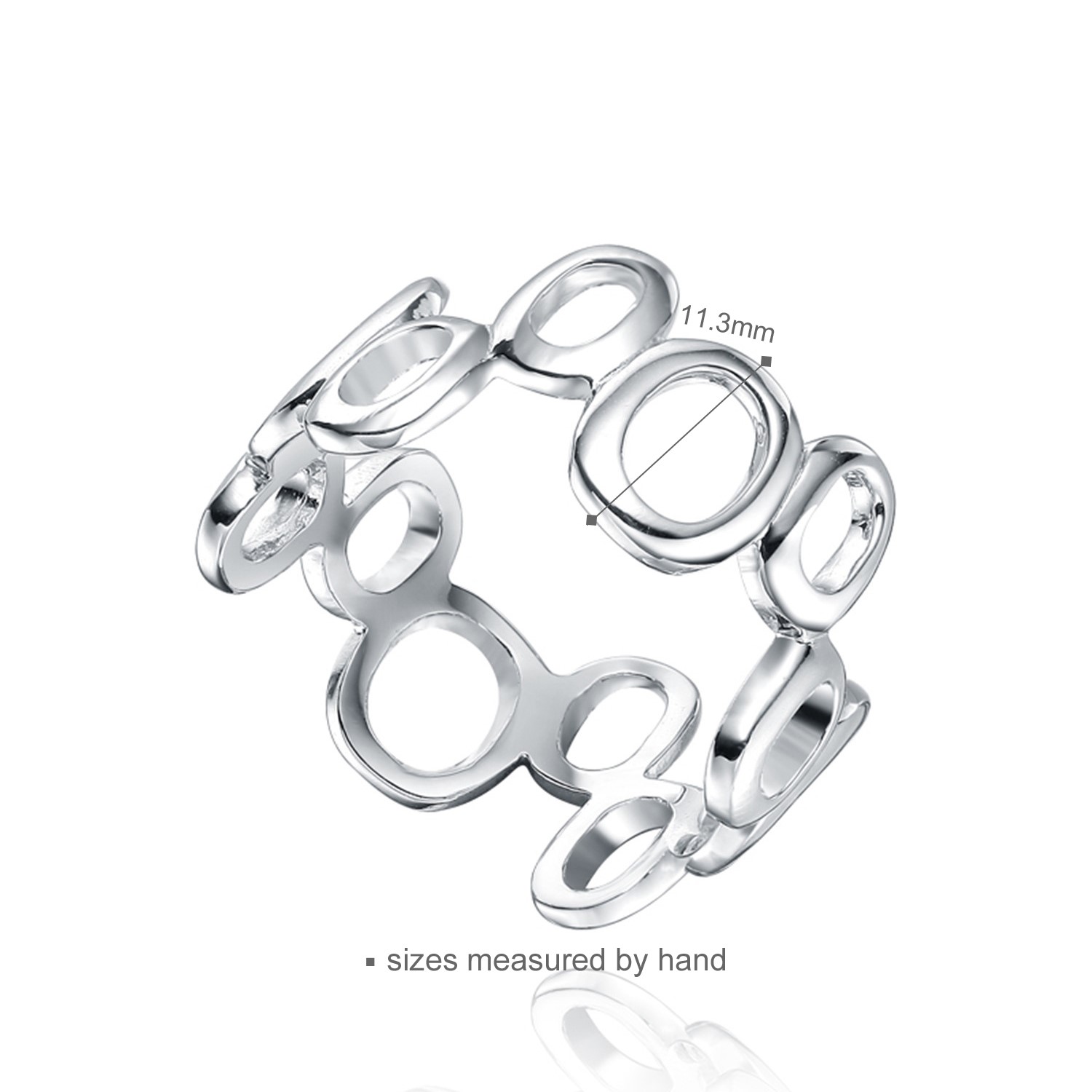 Fashion ring 925 Sterling Silver jewelry Simple Carve O shape Band Eternity Hollow Ring Women Gifts(图3)