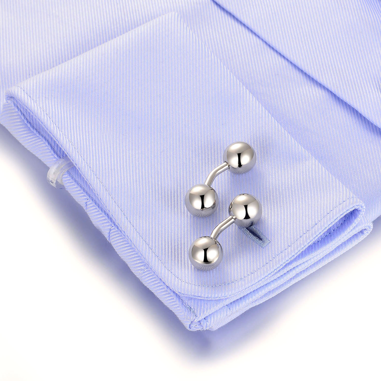 Wholesale Dainty Cufflinks Rhodium Plated Round Shape Suit Shirt 925 Sterling Silver Cufflinks Men(图3)