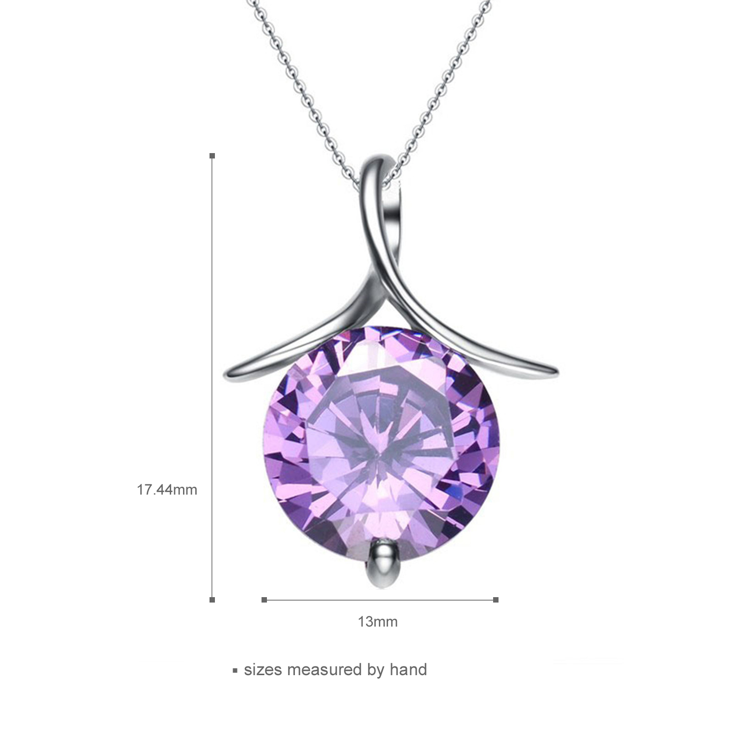 wholesa Fashion Cubic Zirconia Silver Plated 925 Silver Jewelry  Cross Chain Purple Pendant Necklace(图3)