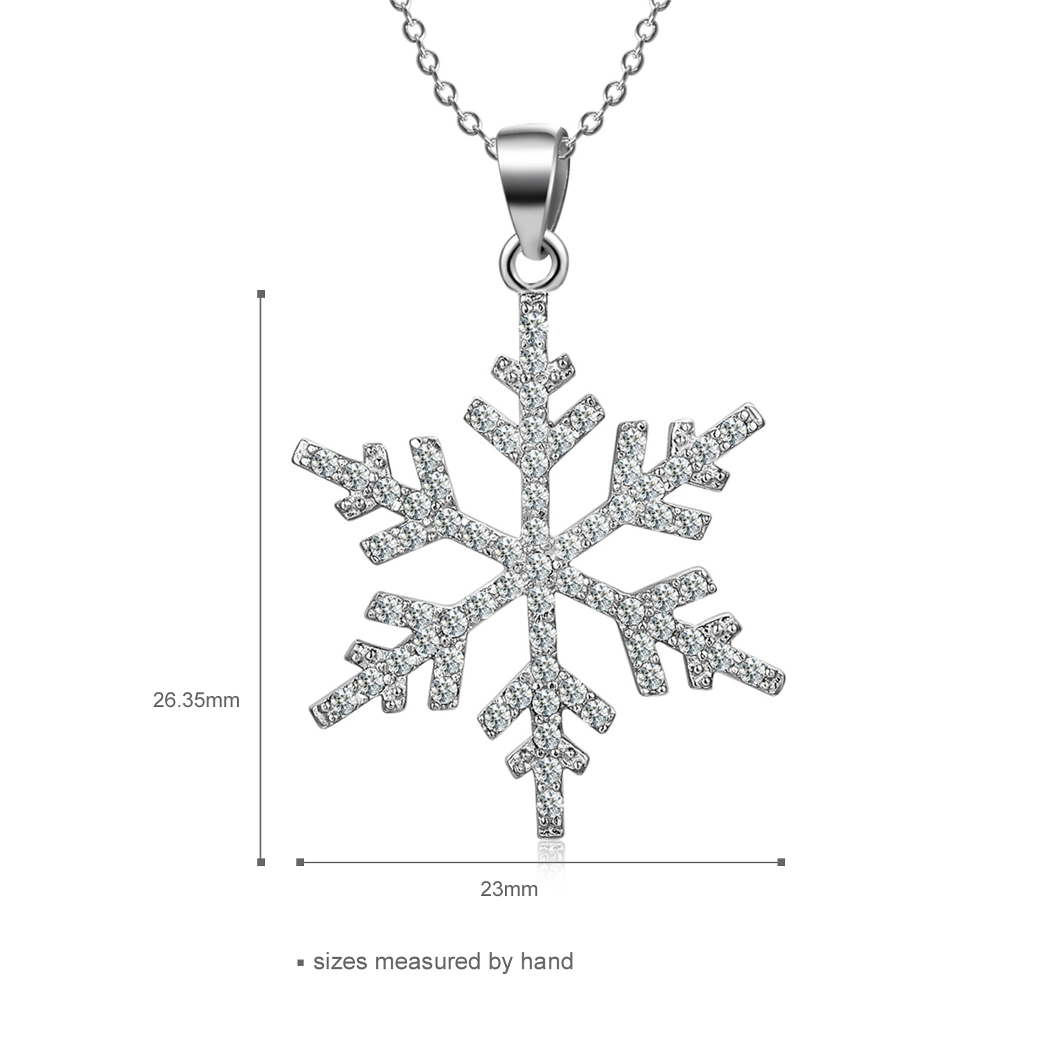 wholesale  Women Jewelry Cubic Zirconia 925 Sterling Silver Christmas Snowflake Pendant Necklace(图5)
