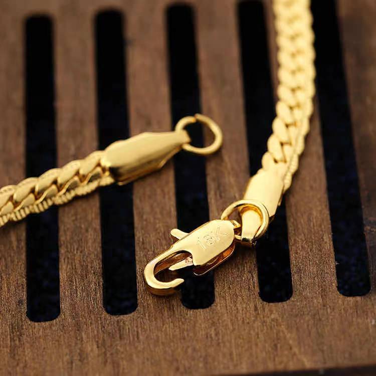 Wholesale Gold Fashion unisex Jewelry Plated Jewelry 18K 14K Cuban Herringbone Snake Gold Chain(图6)