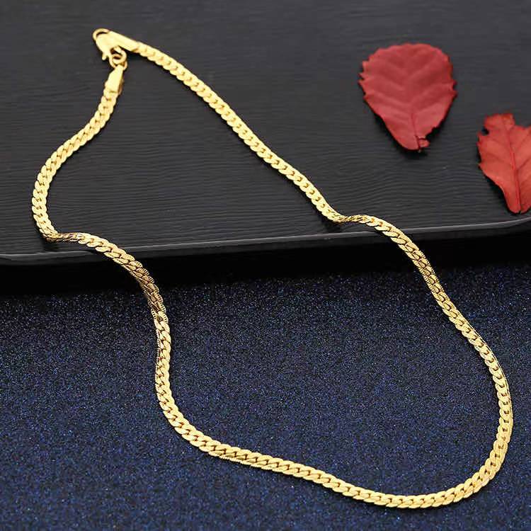 Wholesale Gold Fashion unisex Jewelry Plated Jewelry 18K 14K Cuban Herringbone Snake Gold Chain(图7)