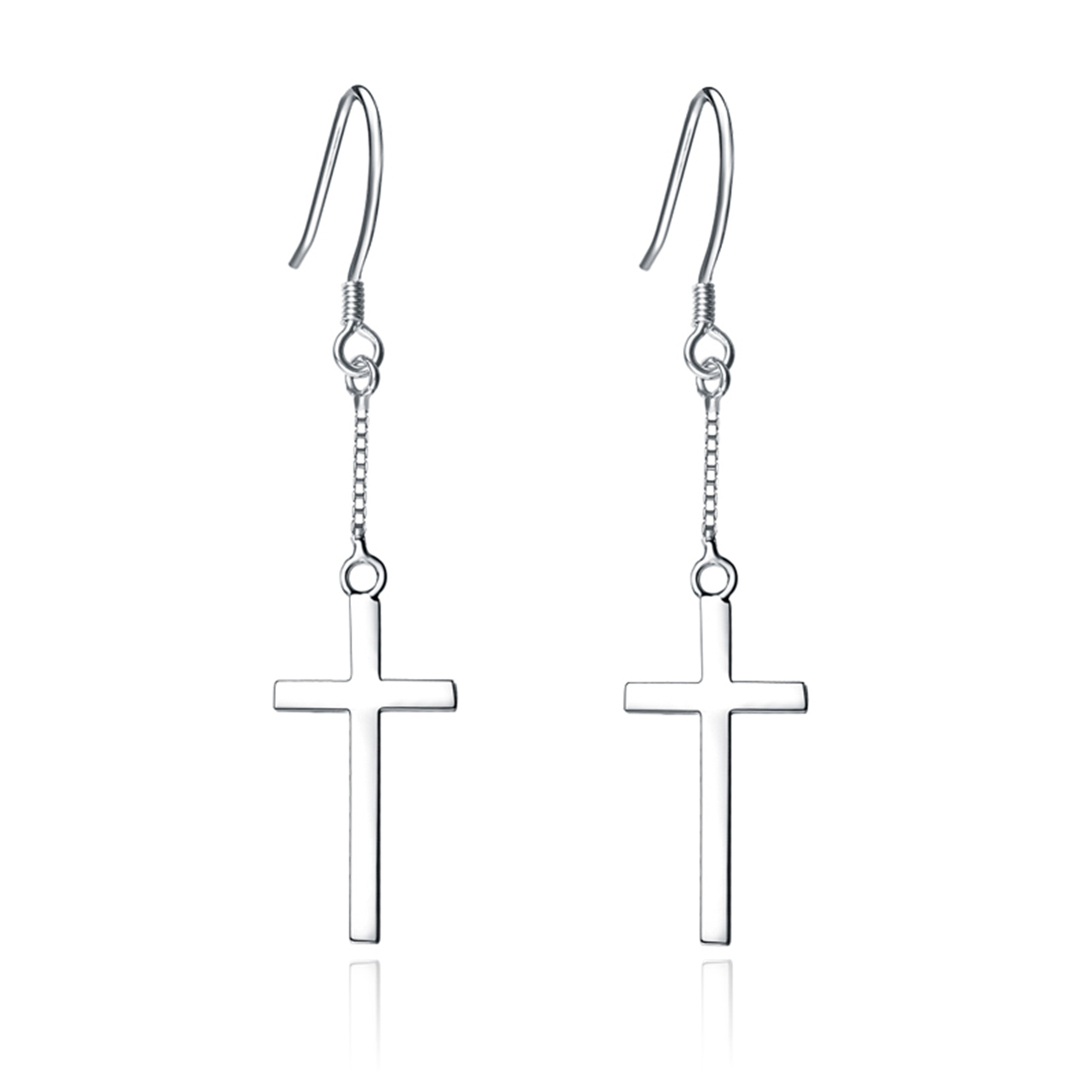 Factory direct sales earrings long earrings Sterling 925 silver cross pendant female earrings jewelr(图3)