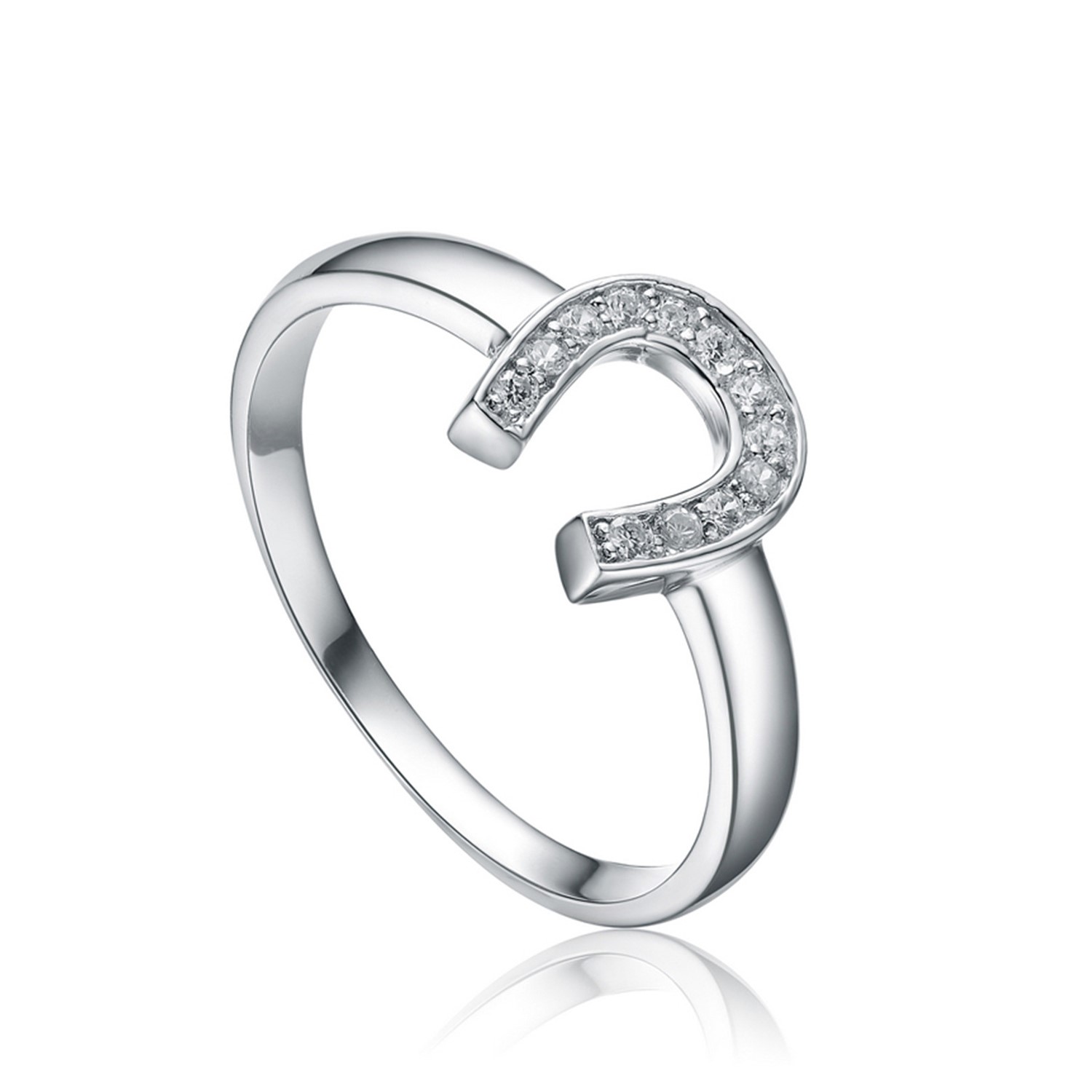Fashion Light Simple U Shape ring For Girls Female Cute jewelry Crystal CZ Daily Wearring Women ring(图2)