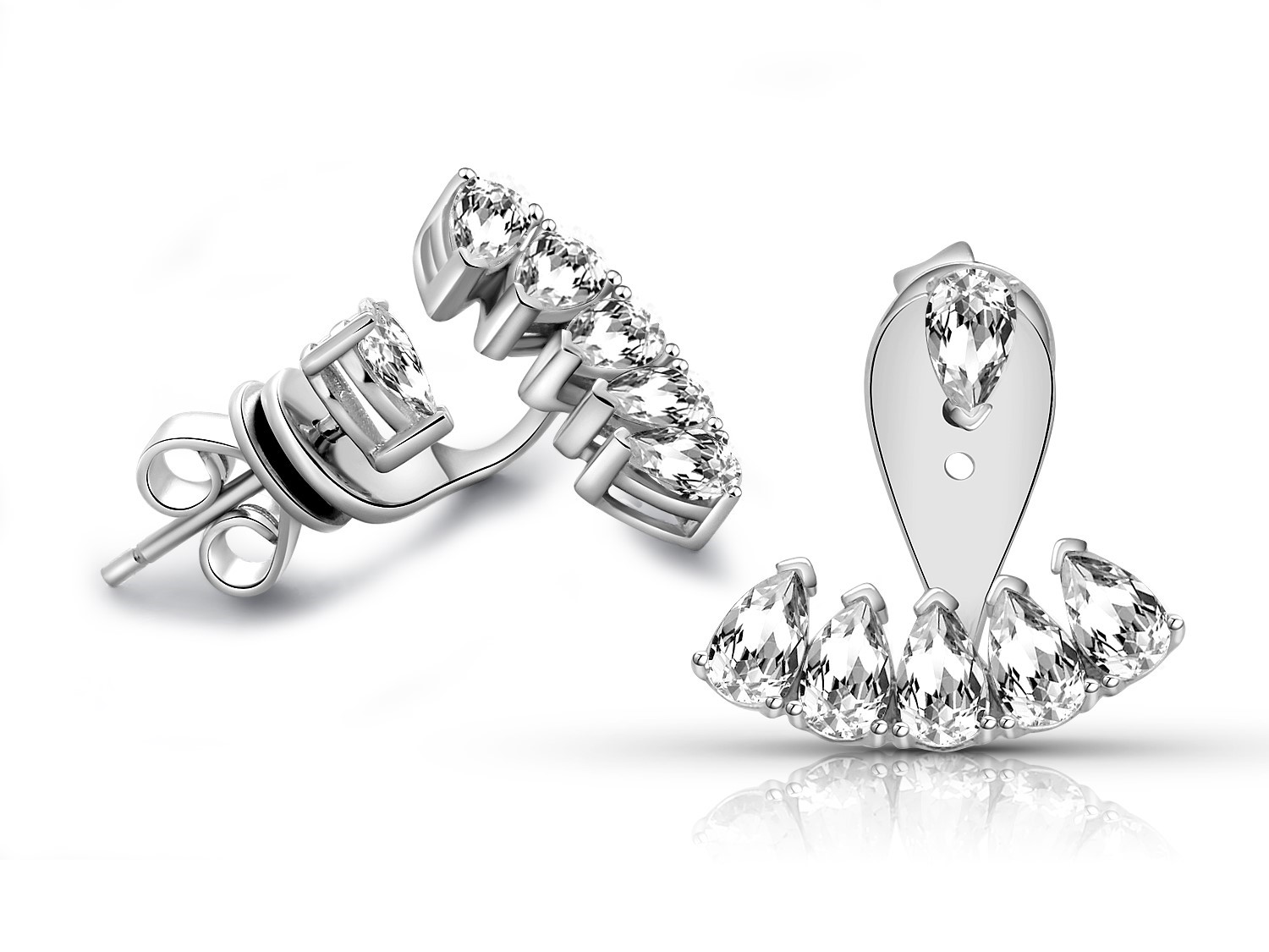 2021 Fashion Wholesale Earrings 925 Sterling Silver CZ Women Long Minimalist Drop Earring Jewelry(图3)