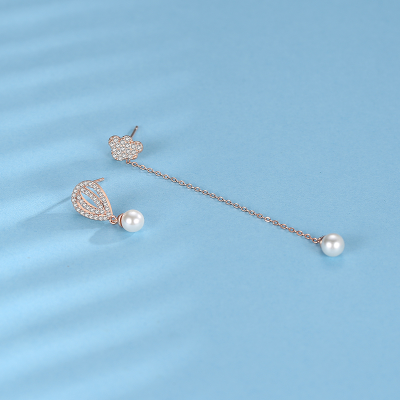 Factory Direct Sales Crystal Rhinestone Pearl Earring Long 925 Sterling Silver Drop Earring Jewelry(图7)
