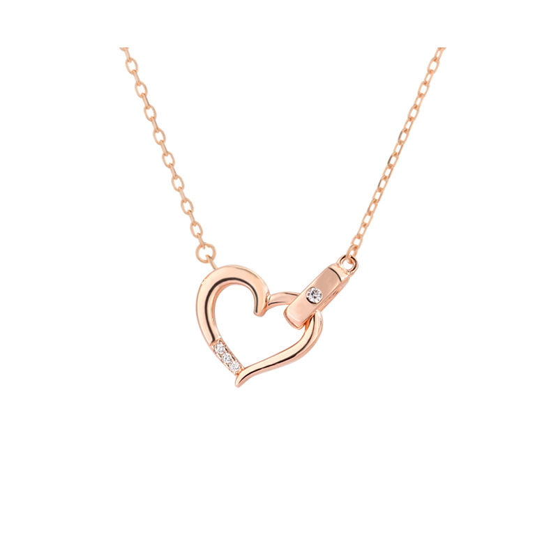925 Sterling Silver Rose Gold Plated Women Jewelry Cubic Zirconia Hollow Heart Pendant Necklace(图8)