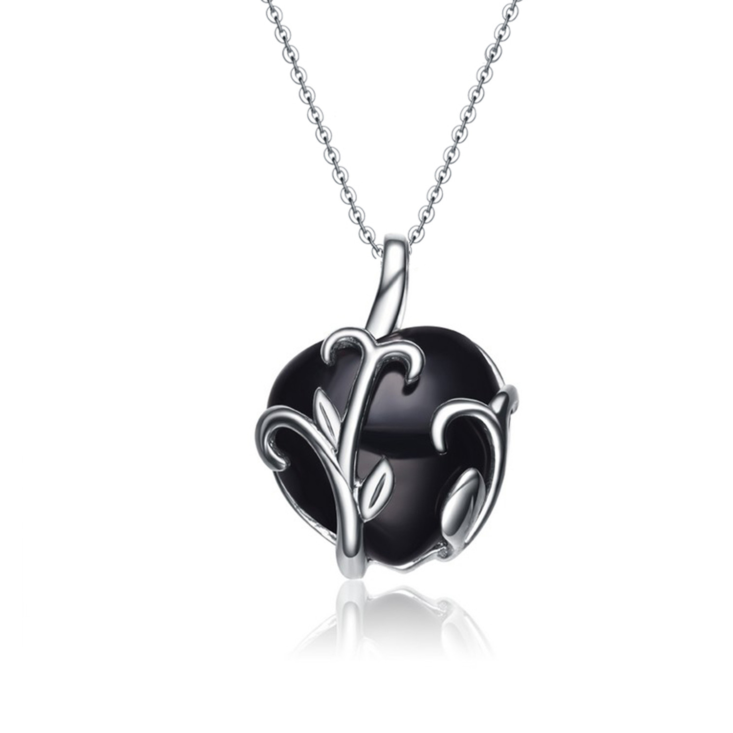 Female Elegant Stone Jewelry 925 sterling silver black pendant women Stone jewelry silver necklace (图3)