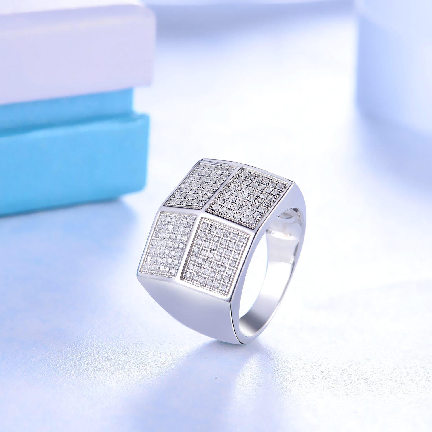 Gift Jewelry Hot Sale Round Cubic Zircon Crystal Rhodium Plated 925 silver Women Girls Wedding ring(图2)