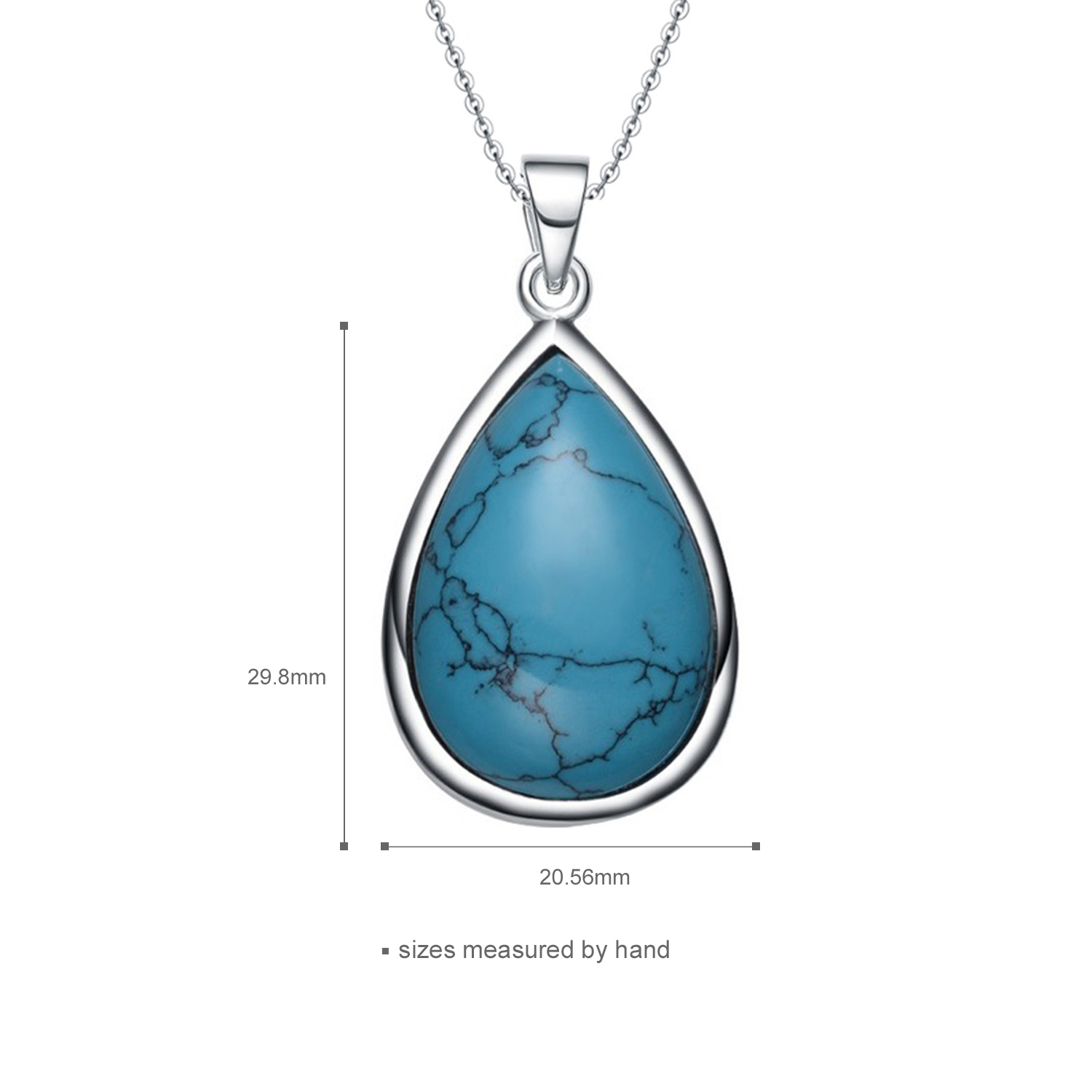 Classic Semi-precious Jewelry Women Wholesale 925 Sterling Silver Stone Pendant Turquoise Necklace(图4)