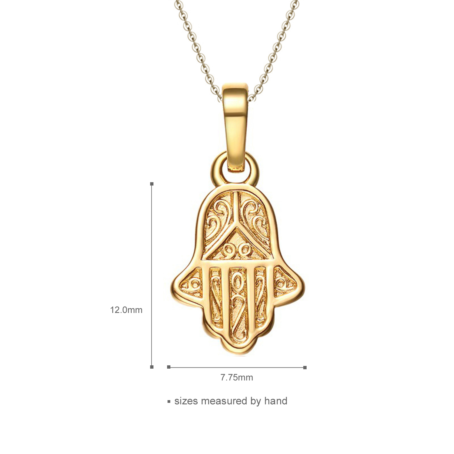 Custom 18k Gold Plated Hand Women 925 Ssterling Silver Hamsa Religious Light Pendant Necklace(图4)