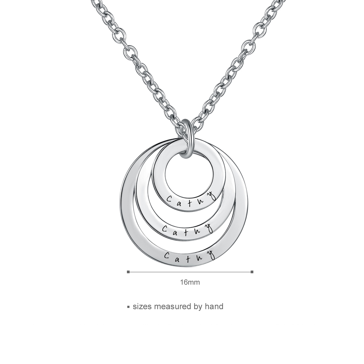 Engraved Wholesale Women Jewelry 925 Sterling Silver Triple Circle Custom Name Necklace(图4)