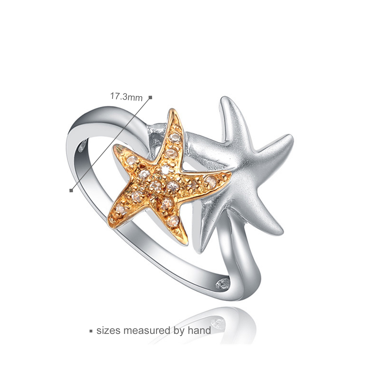 Hot Sale 925 Sterling Silver Starfish Cubic Zircon Womens Jewelry Wholesale Finger Classic Ring(图3)