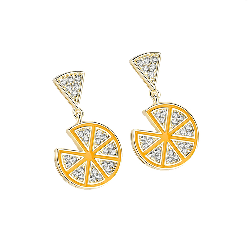 Designer yellow fruit lemon cubic zircon 925 sterling silver 14k 18k gold plated jewelry charm kawai(图3)
