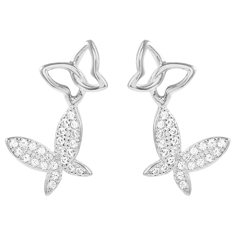 Wholesale Fashion Accessories 18K Gold Plated Cubic Zirconia Butterfly Stud Earrings Women Jewelry(图6)