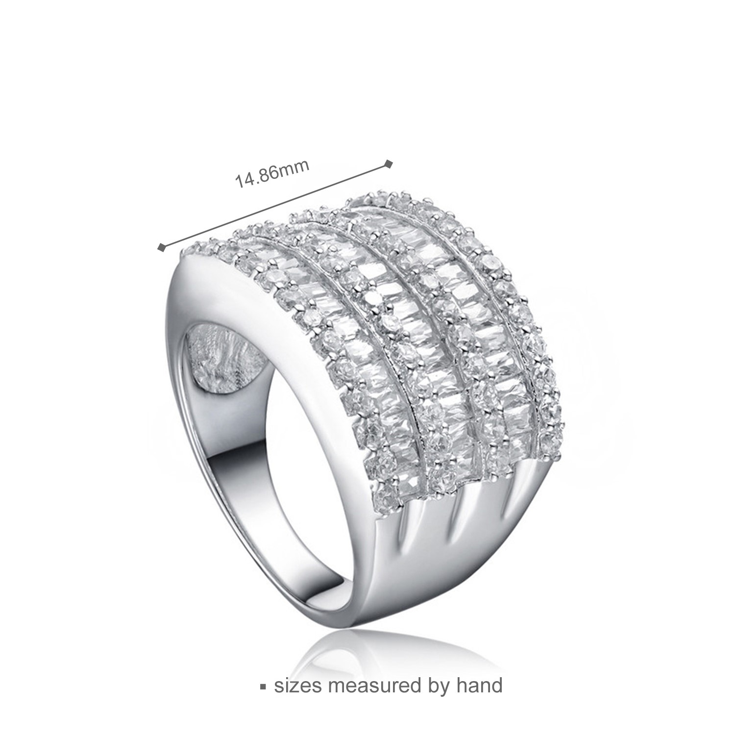 CZ Lines Fashion Jewelry Wholesale Micro Paved 925 sterling silver Gift Women Trendy jewelry ring(图3)