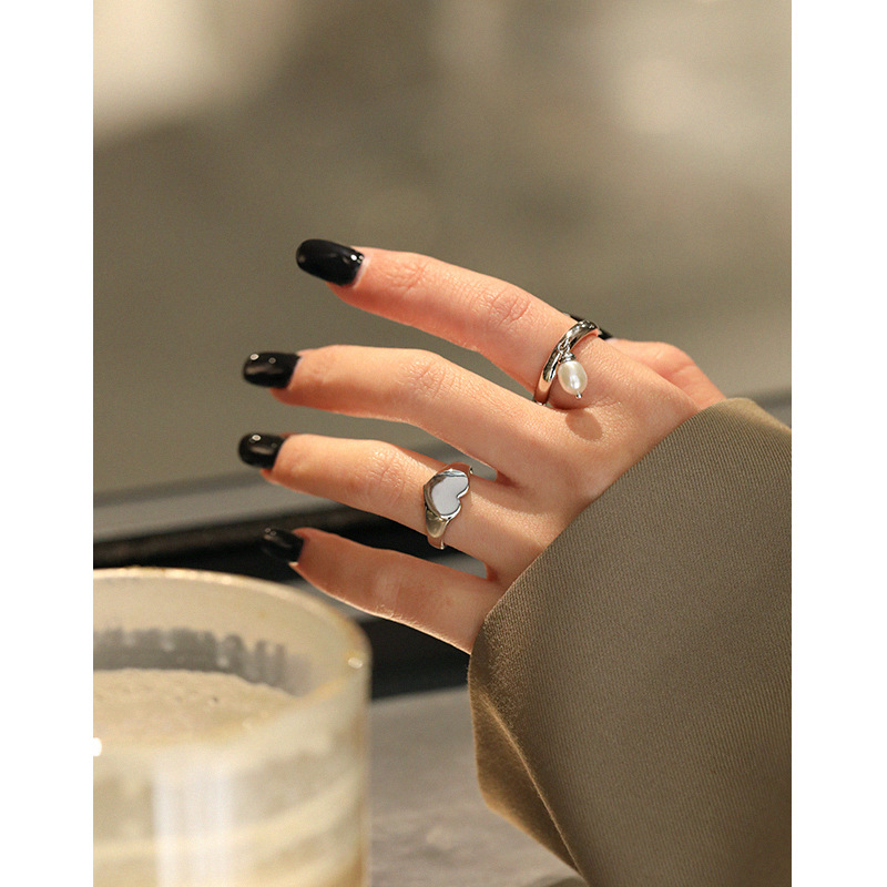 Retro Finger Women Jewelry Minimalist 925 Sterling Silver Open Vintage Adjustable Heart Rings