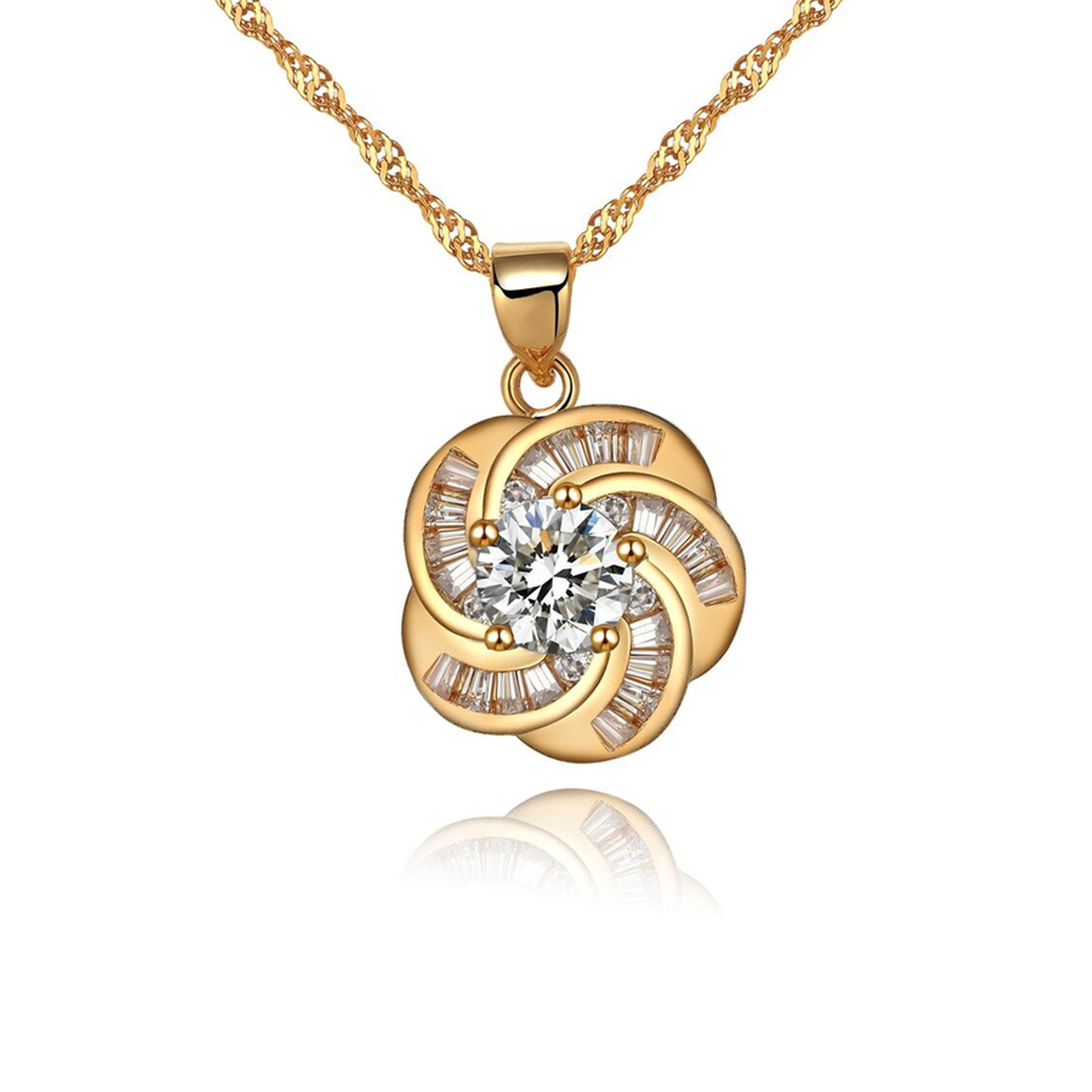 Trendy Wholesale Jewelry Woman Flower Zirconia Dainty Luxury 14k 18k Gold Plated Jewelry Set(图7)