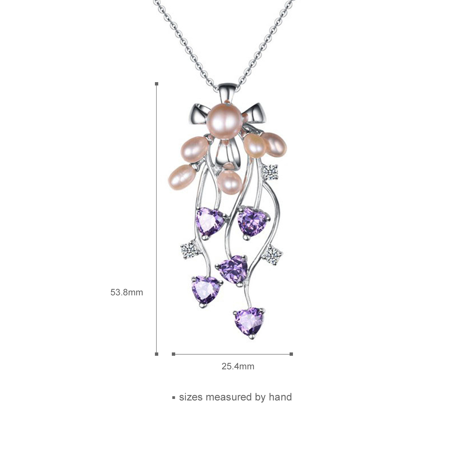 CZ diamond necklace jewelry wholesale for women silver plated 925 silver pink pearl pendent necklace(图3)