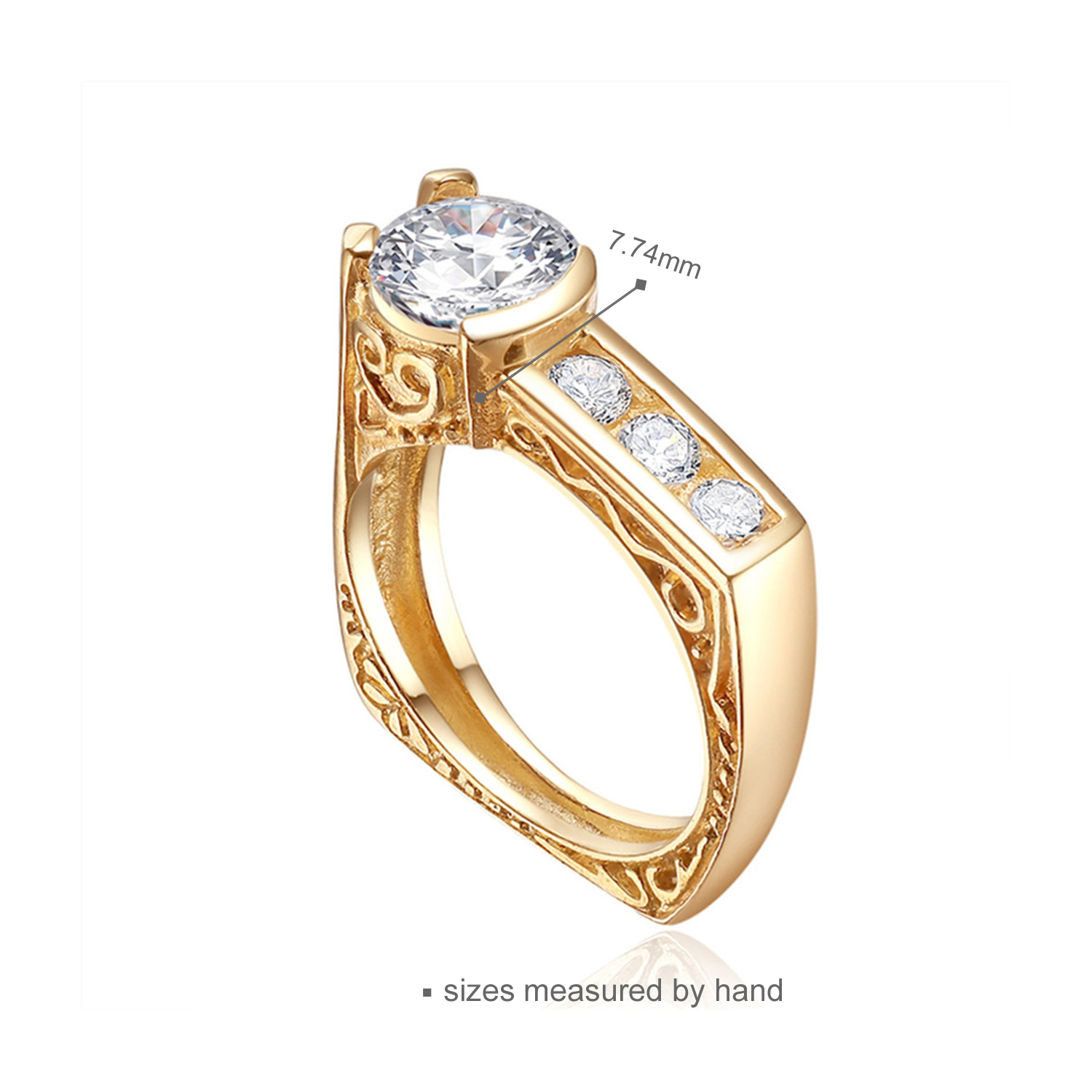 Classic Engagement CZ Zircon Wholesale Women's Jewelry 925 Sterling Silver Gold Plated Ring