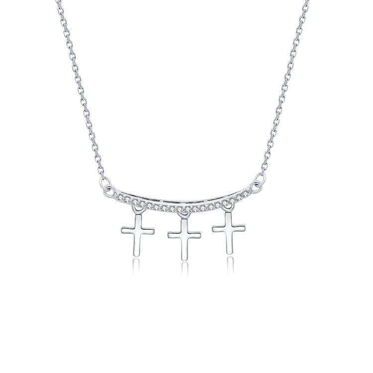 Hot sale 925 Sterling Silver Cross Charms Jewelry Pendants Necklace women necklace cubic zirconia(图2)