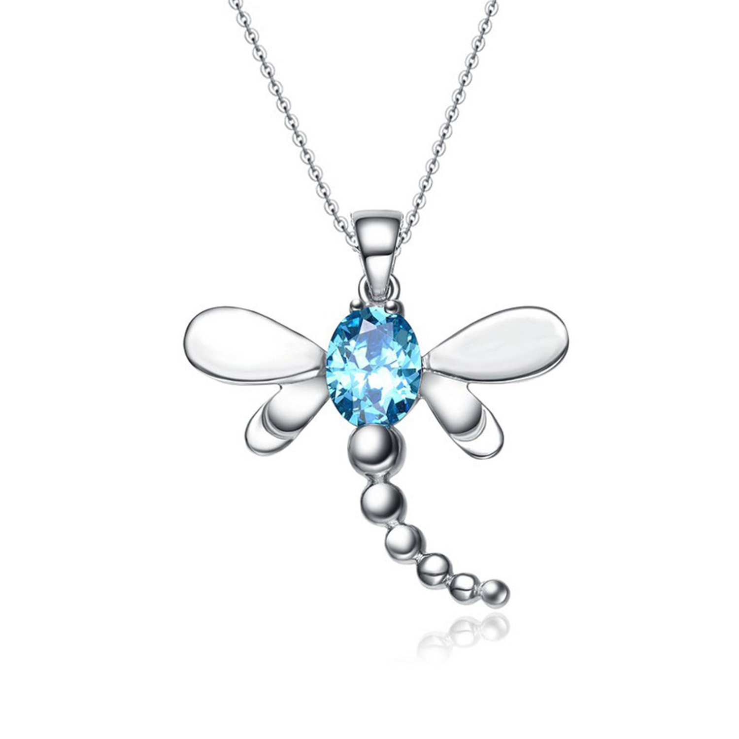 Wholesale Jewelry Necklace Women 925 Sterling Silver Cubic Zircon Dragonfly Cute Pendant Necklace(图3)