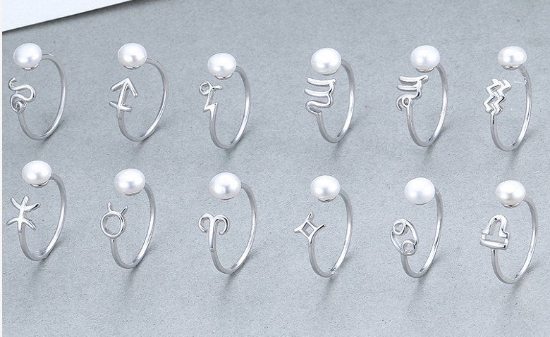 Trendy Wholesale Open Women Jewelry 925 Sterling Silver Adjustable Pear Zodiac Rings Sets