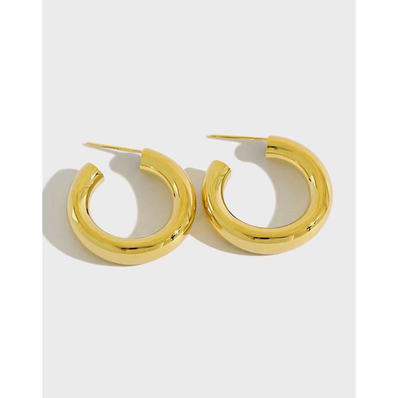 Anniversary Engagement Gift Party Wedding 925 Silver Gold Statement Hoop Earrings(图4)