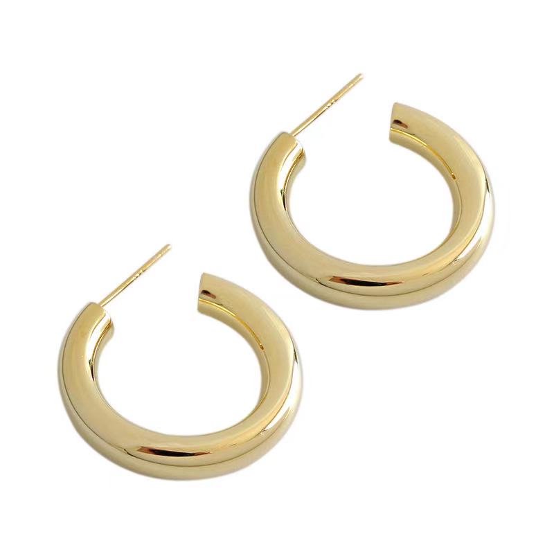 Anniversary Engagement Gift Party Wedding 925 Silver Gold Statement Hoop Earrings(图8)