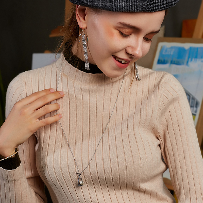 Fashion Sweater Chain Rhodium Plated Wholesale Custom Women Jewelry Ball Brass Designer Necklace(图6)