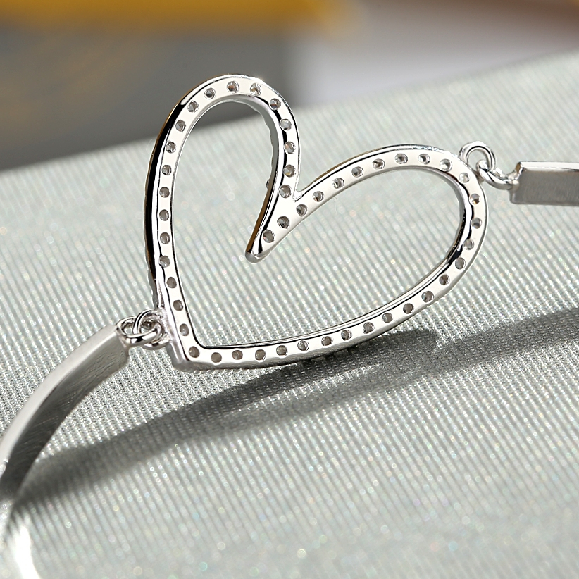 Bracelets Wholesale Jewelry Women Dainty Cubic Zirconia 925 Sterling Silver Heart Loves Bracelet(图5)