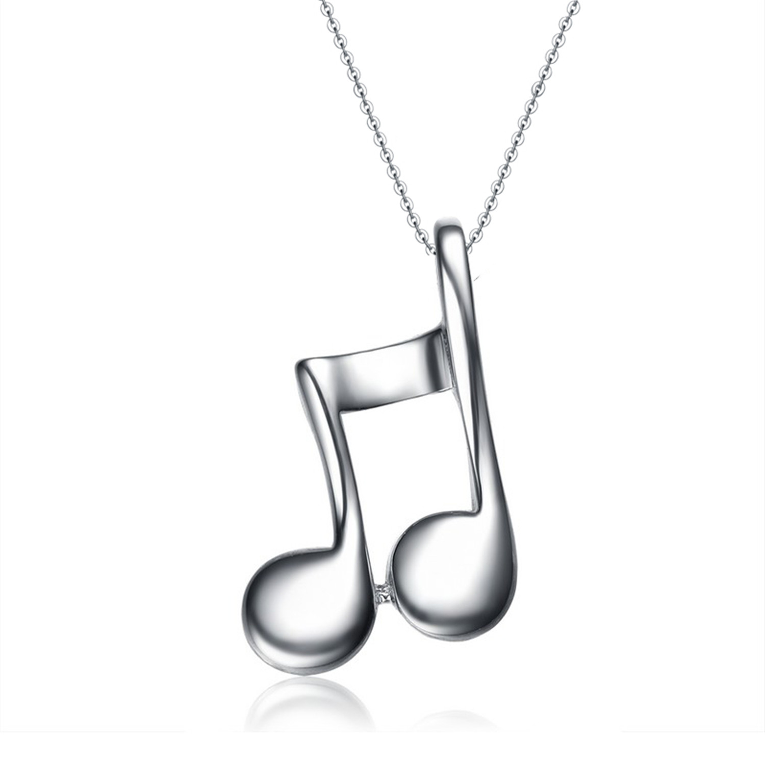 Rhodium Plated Wholesale Designer Jewelry 925 Sterling Silver Custom Women Music Pendant Necklace(图3)