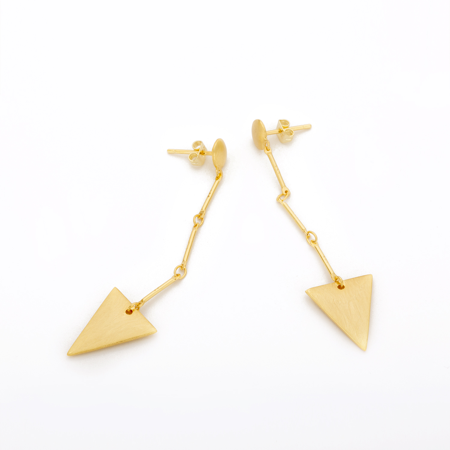 Wholesale Manufacturer Jewelry Women Brass Fashion Earrings 14K Gold Plated Triangle Long Drop Earri(图5)