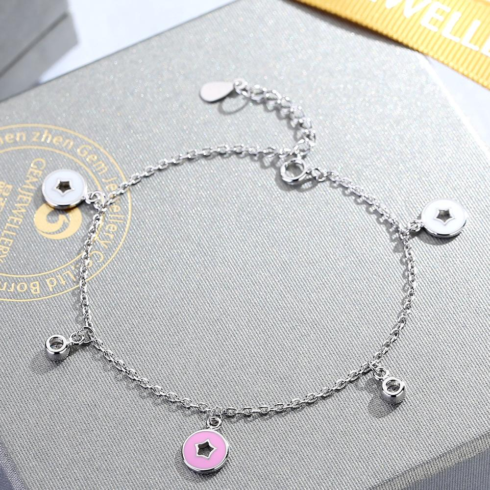 Fashion 925 sterling silver star pendant bracelet Enamel womens jewelry(图2)