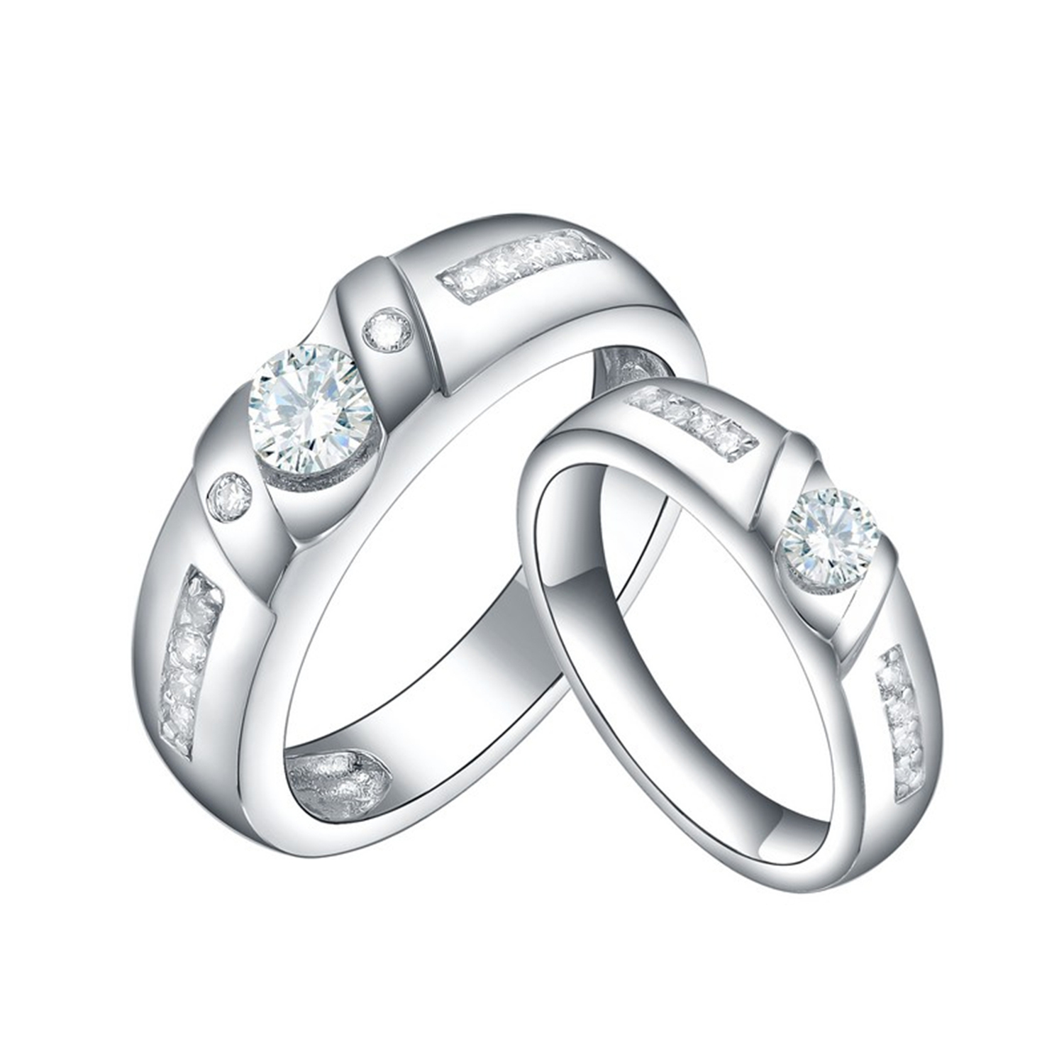 Factory Jewelry Vendor Rings Classic 925 Sterling Silver Engagement Wedding Couple Rings(图3)