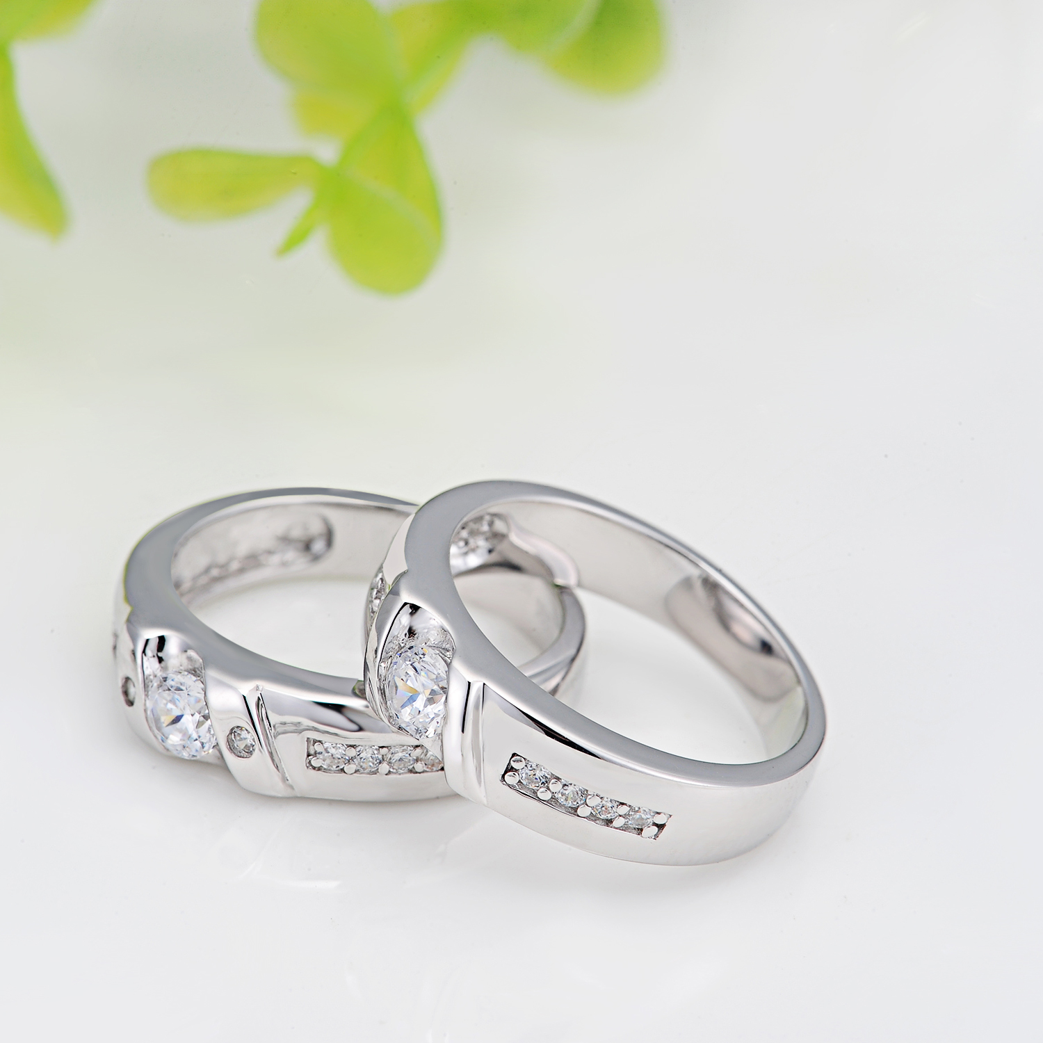Factory Jewelry Vendor Rings Classic 925 Sterling Silver Engagement Wedding Couple Rings(图4)