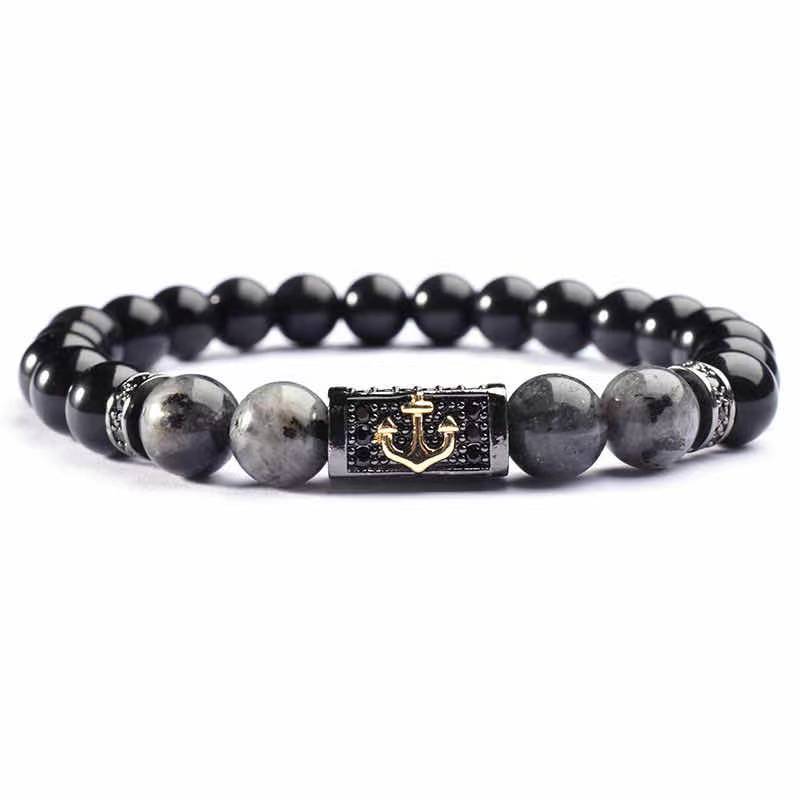 Black matte agate natural stone beads personalized Bangle mens Luxury Jewelry Bracelet(图4)