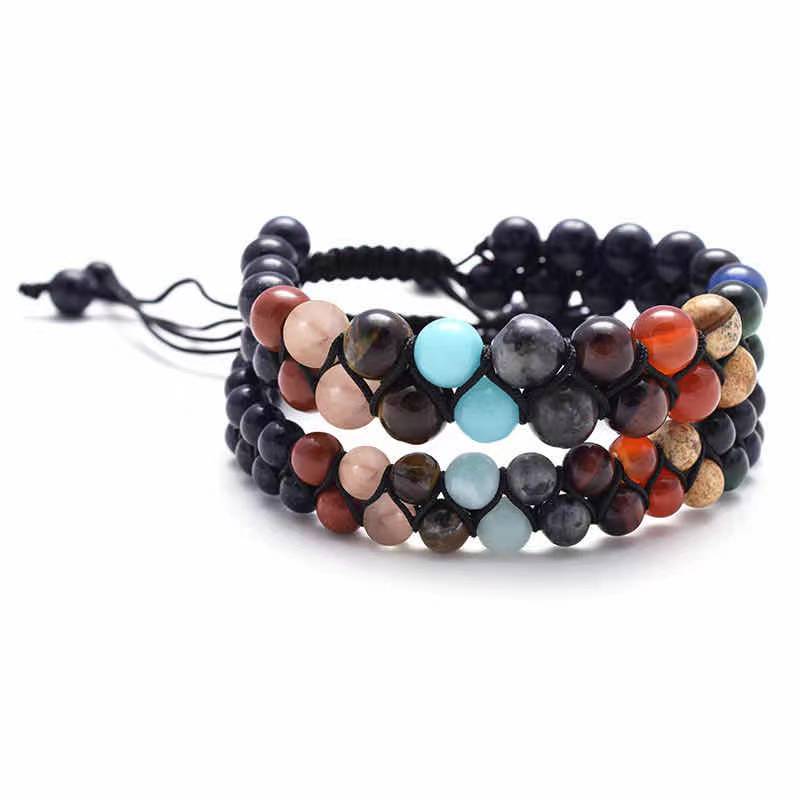 New age multilayer bracelet beads retro style colored beads bracelet mens jewelry(图4)