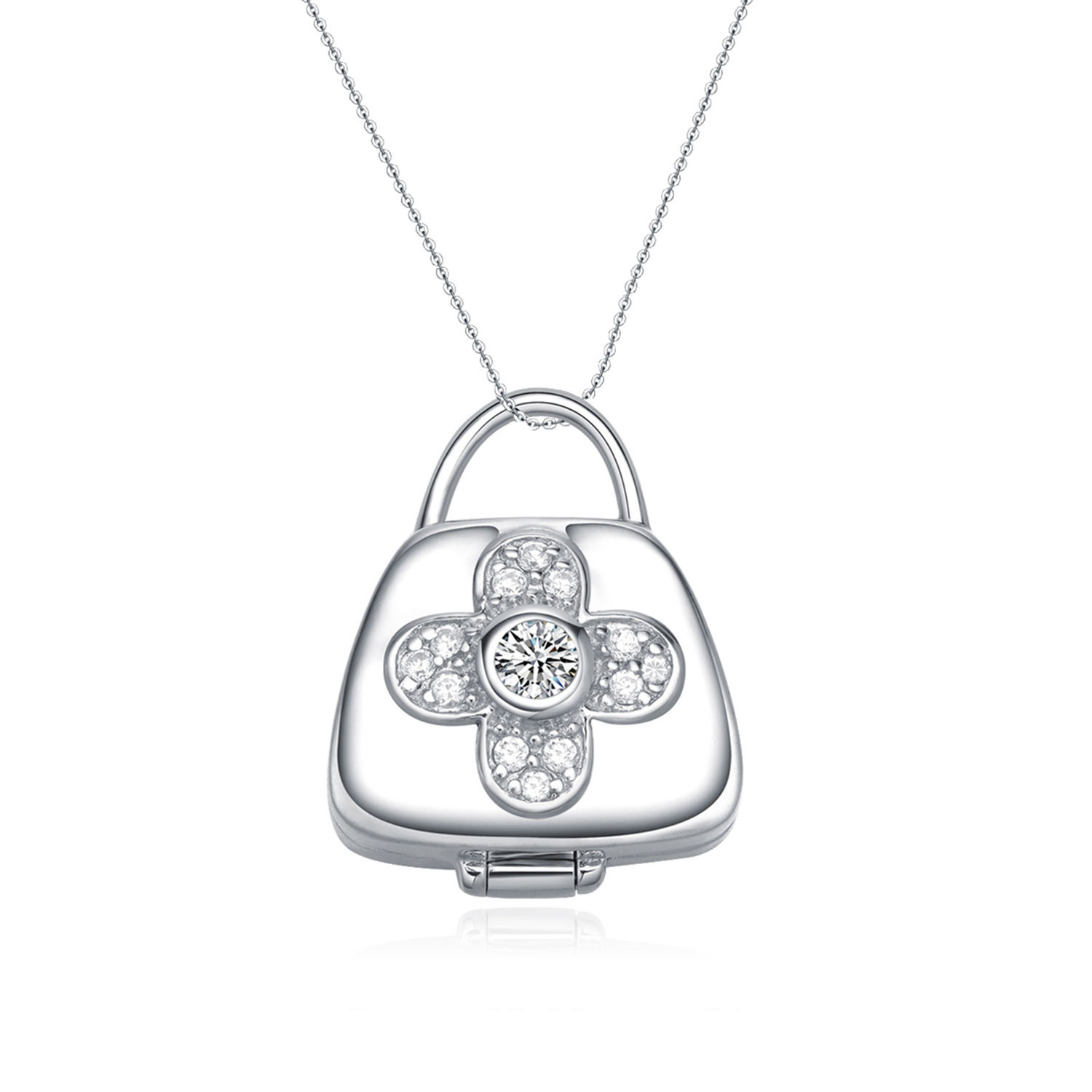 Fashion Latest Sterling Silver Necklace Jewelry CZ Diamond Bag Pendant Necklace Women arabic jewelry(图2)
