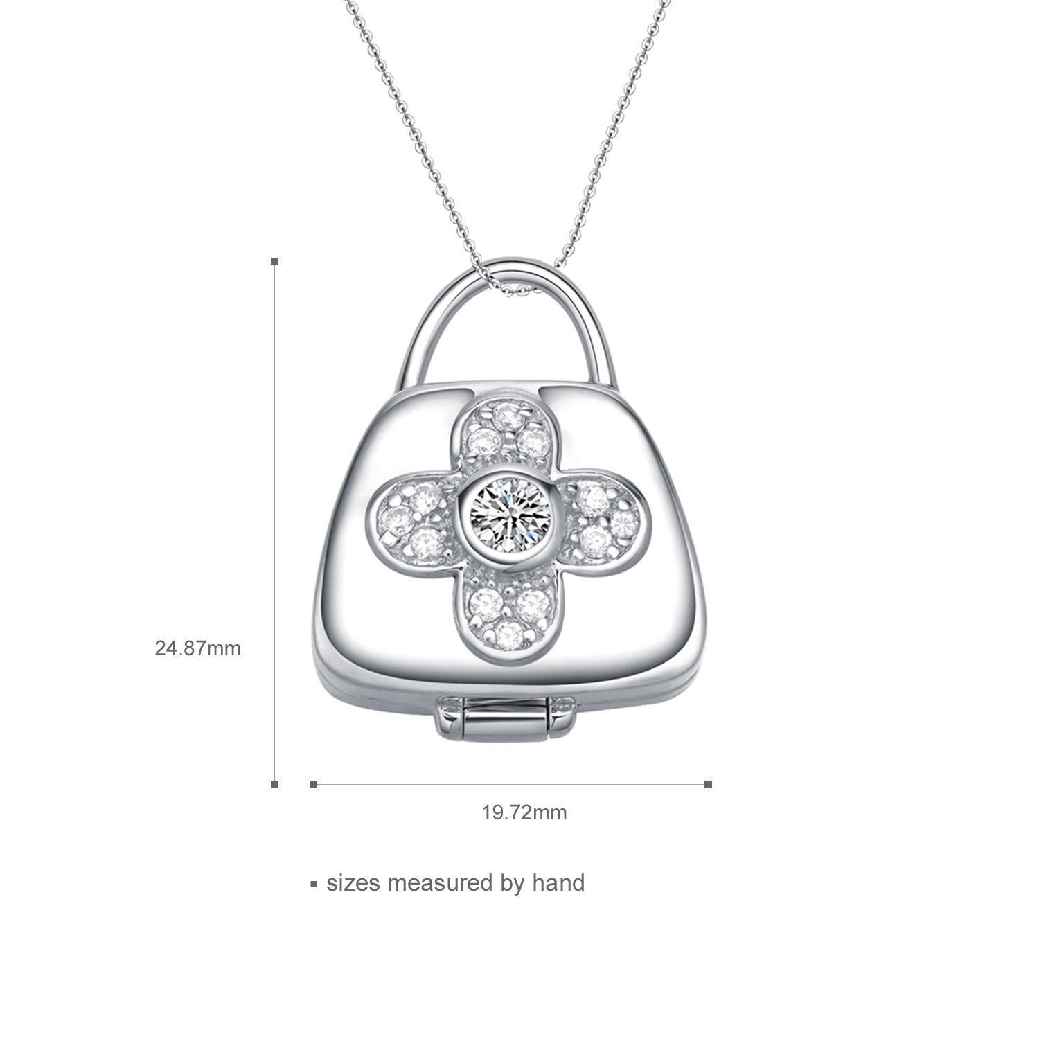 Fashion Latest Sterling Silver Necklace Jewelry CZ Diamond Bag Pendant Necklace Women arabic jewelry(图3)