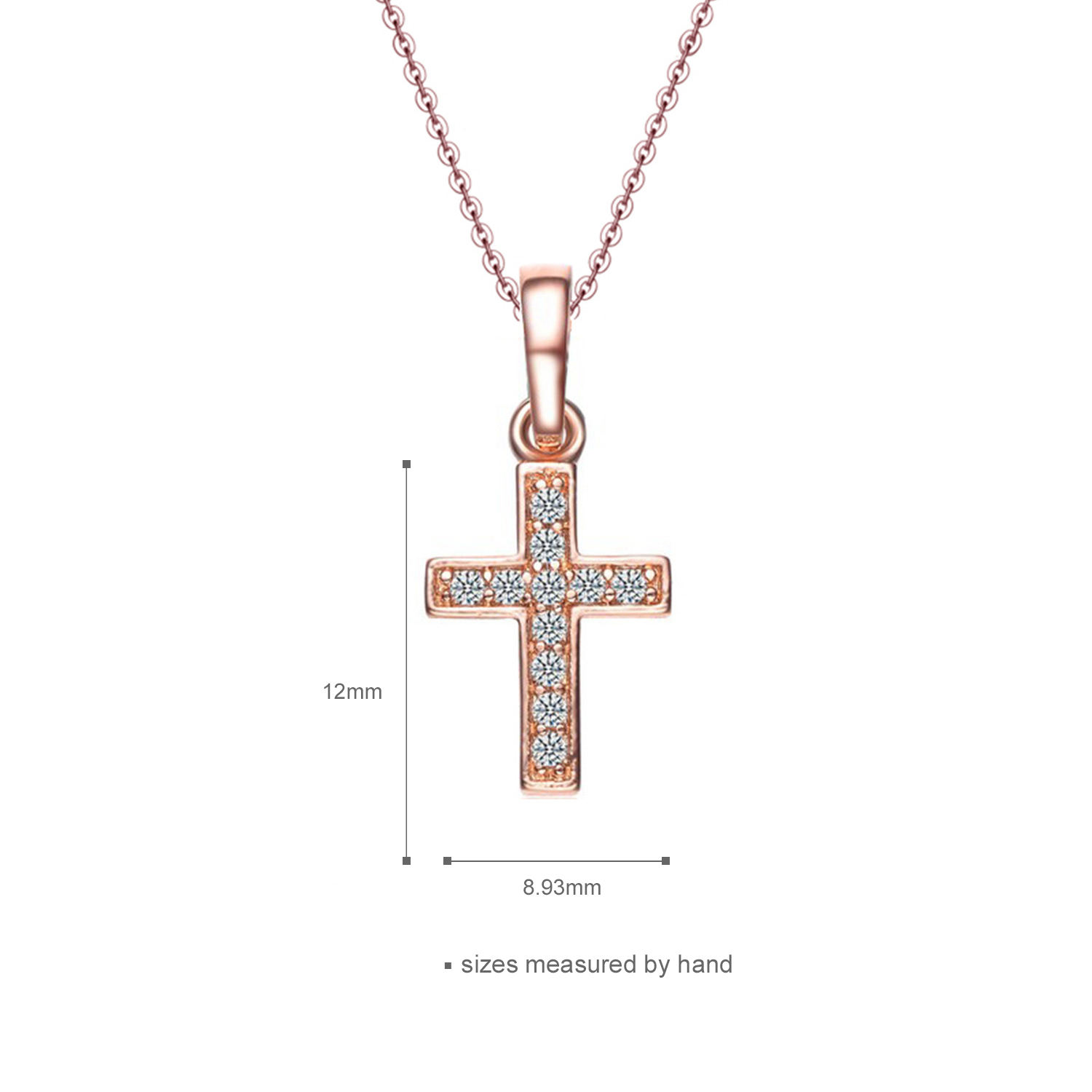  Rose Gold Wholesale Womens Jewelry 925 Sterling Silver Pendant Cubic Zirconia Cross Necklce(图4)