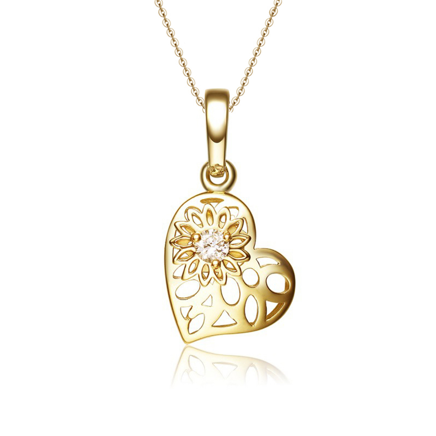 Elegant delicate women style 925 sterling silver 18K Gold Plated cubic zirconia love heart pendant (图3)